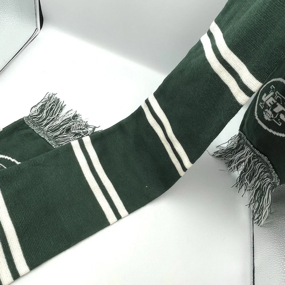 New York Jets Forever Collectibles Knit Fringe Scarf‎ Green White NFL Licensed